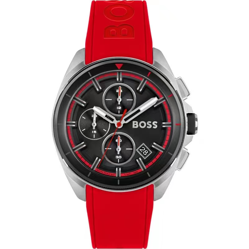 HUGO BOSS HB 1513959 MEN’S VOLANE CHRONOGRAPH RED SILCONE STRAP WATCH NEW IN BOX