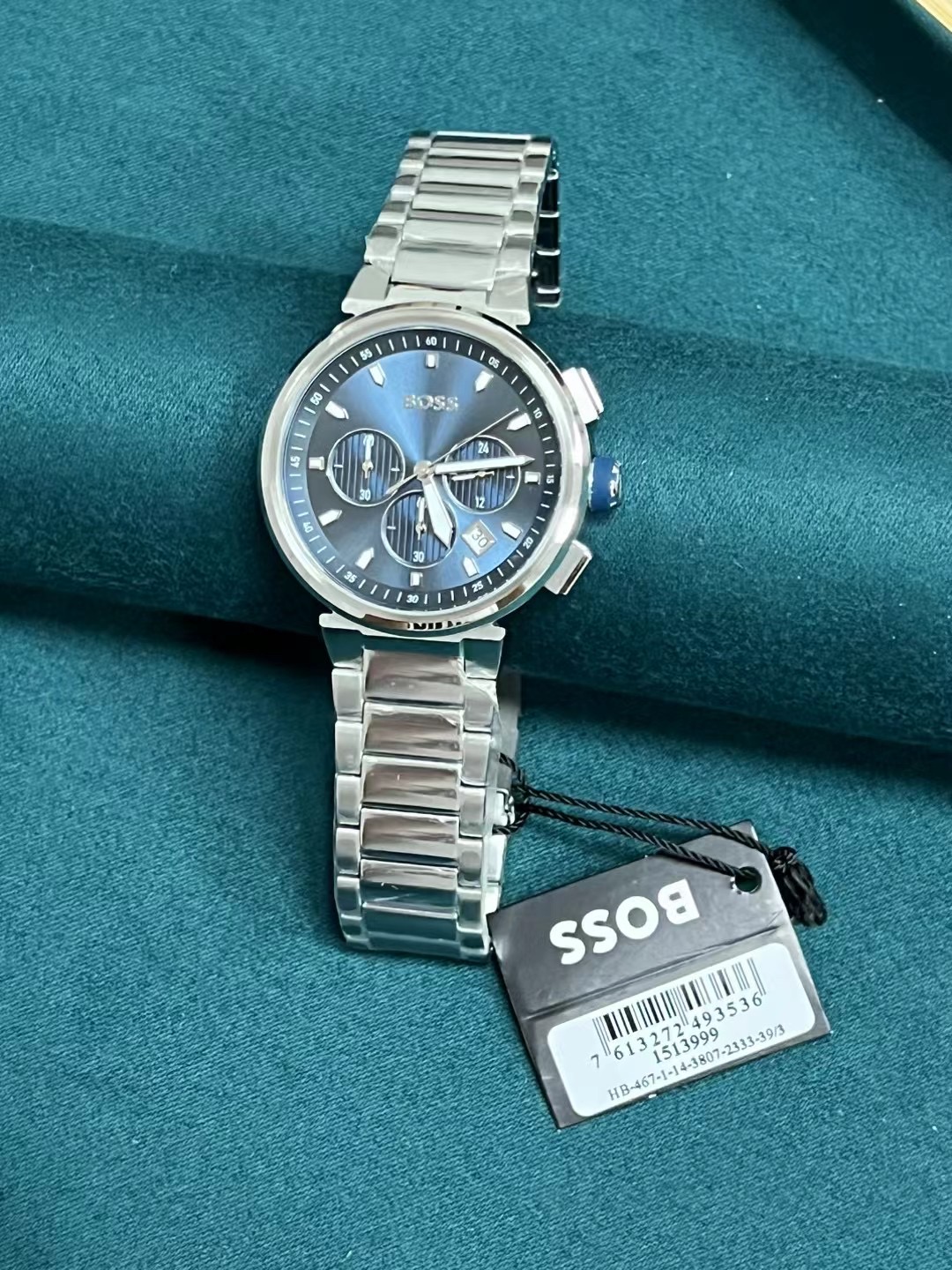 Hugo Boss One Chronograph Blue Dial Silver Steel Strap Watch For Men – 1513999