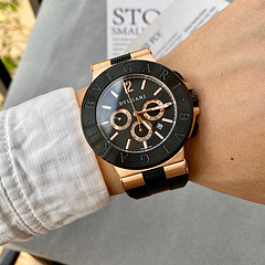 Bvlgari Diagono Black Dial Men’s Automatic Watch with 18kt Rose Gold Case