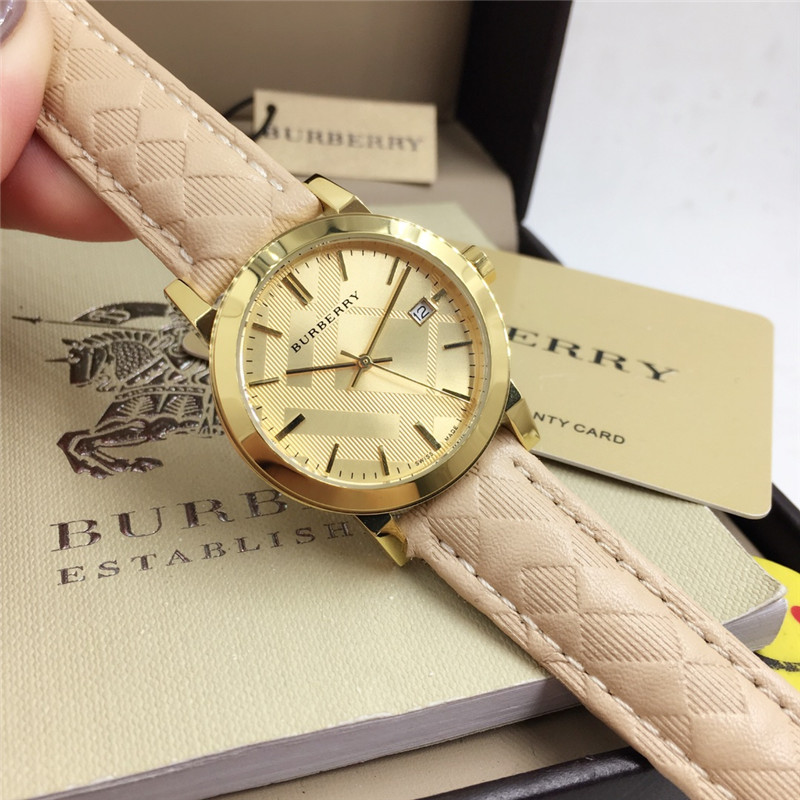 BURBERRY WOMEN WATCH BU9219 GOLD LEATHER BAND REFURBISHED