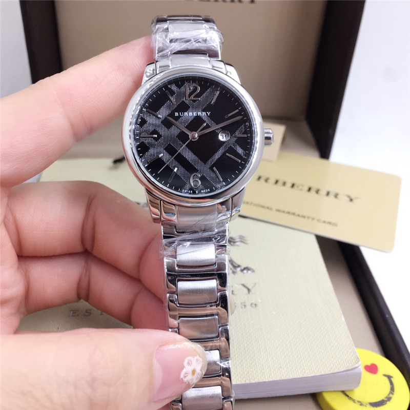Burberry Men’s The Classic Round Black Dial Stainless Steel Watch BU10005 NEW