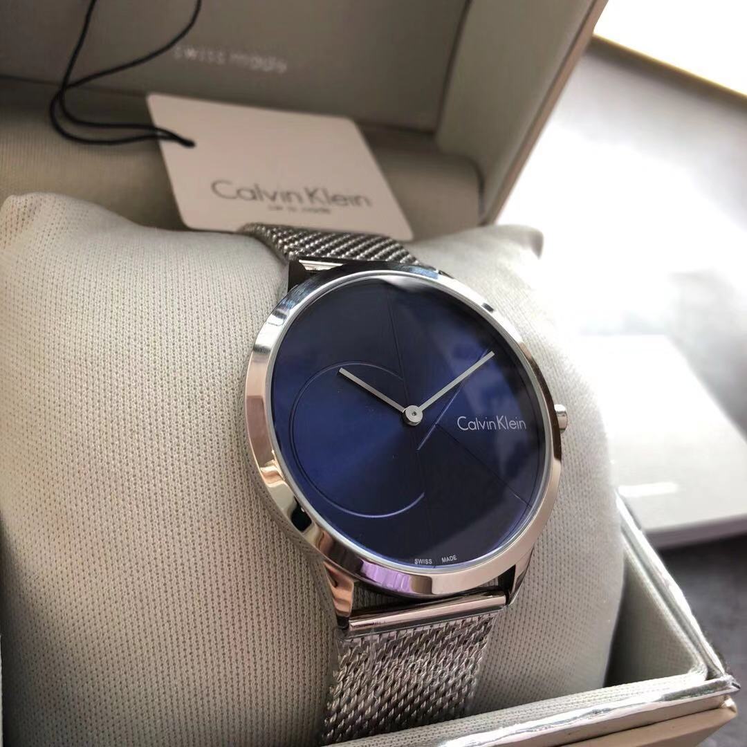 Calvin Klein Men’s Minimal Watch-K3M2112N Watch, Stainless Steel with Blue Dial, One Size