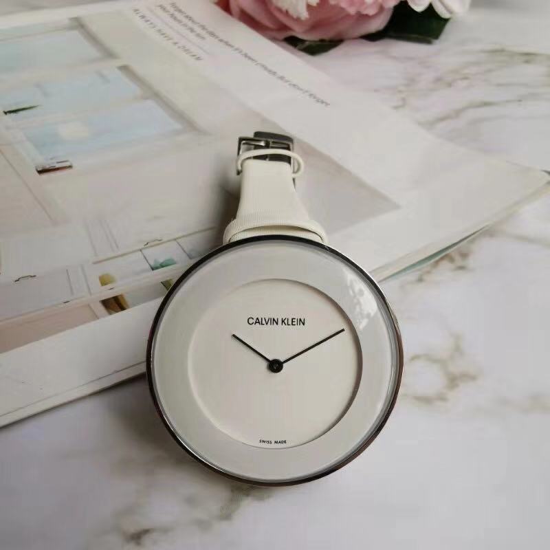 Calvin Klein Chic White Dial White Leather Strap Watch for Women – K7N23TK2