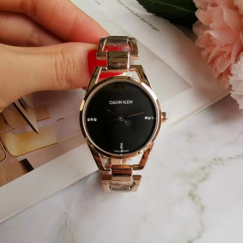 Calvin Klein Class Brown Dial Rose Gold Steel Strap Watch for Women – K6R2362K