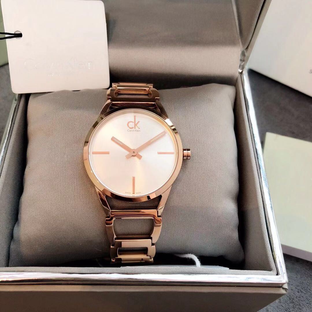 Calvin Klein Stately Silver Dial Gold Steel Strap Watch for Women – K3G23526  1 sold in last 35 hours