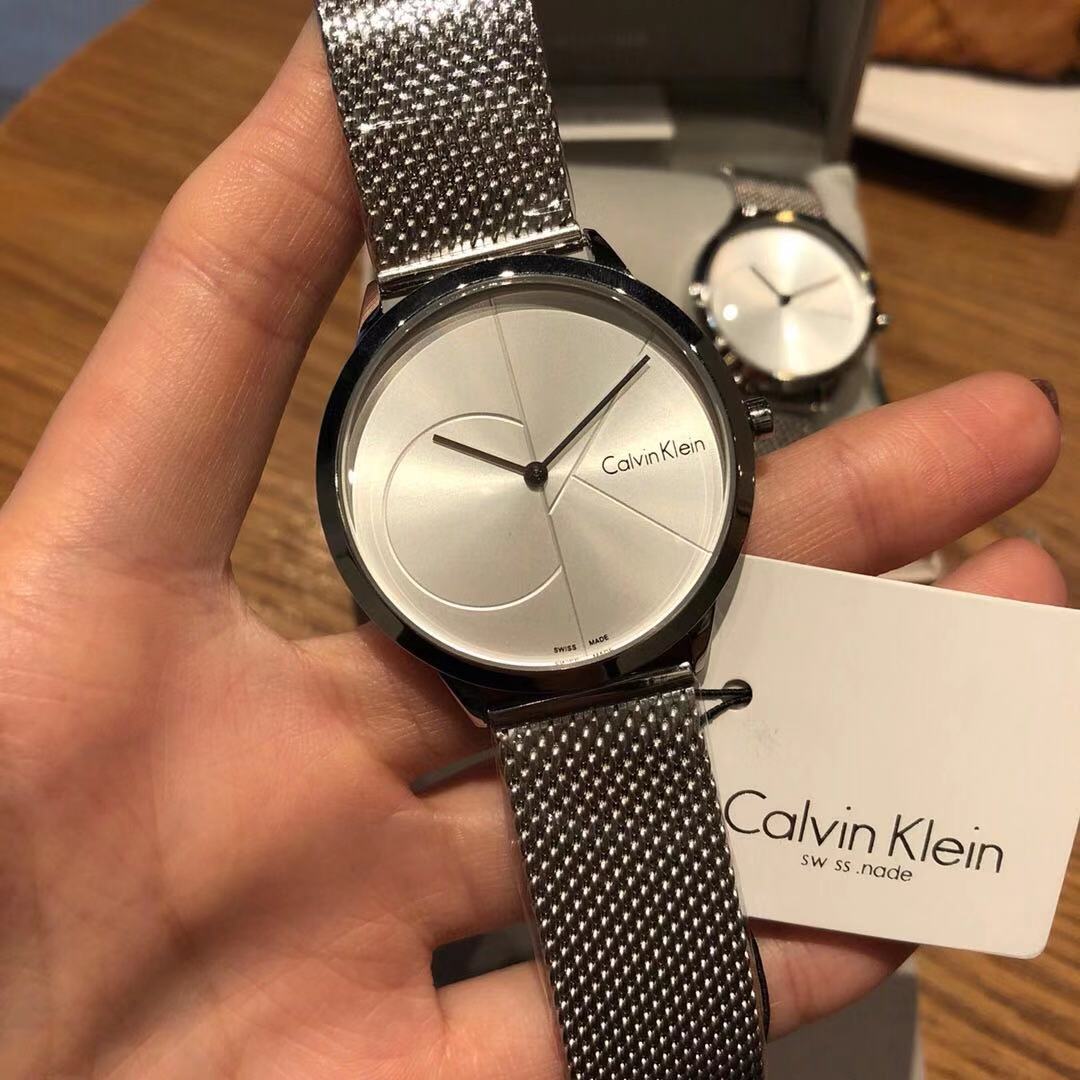 Calvin Klein Minimal SIlver Dial Silver Mesh Bracelet Watch for Women – K3M221Y6