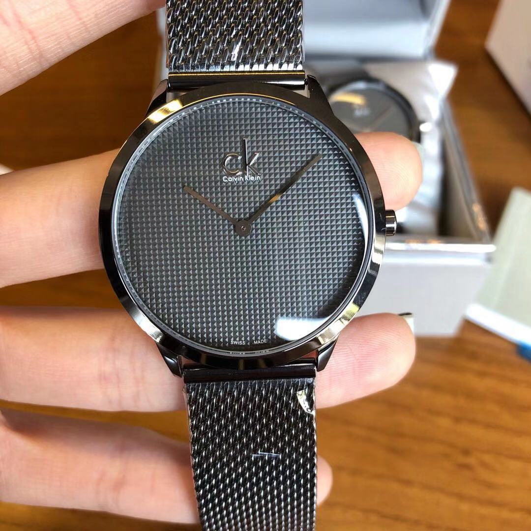 Calvin Klein Minimalist Black Dial Silver Mesh Bracelet Watch for Men – K3M2112X
