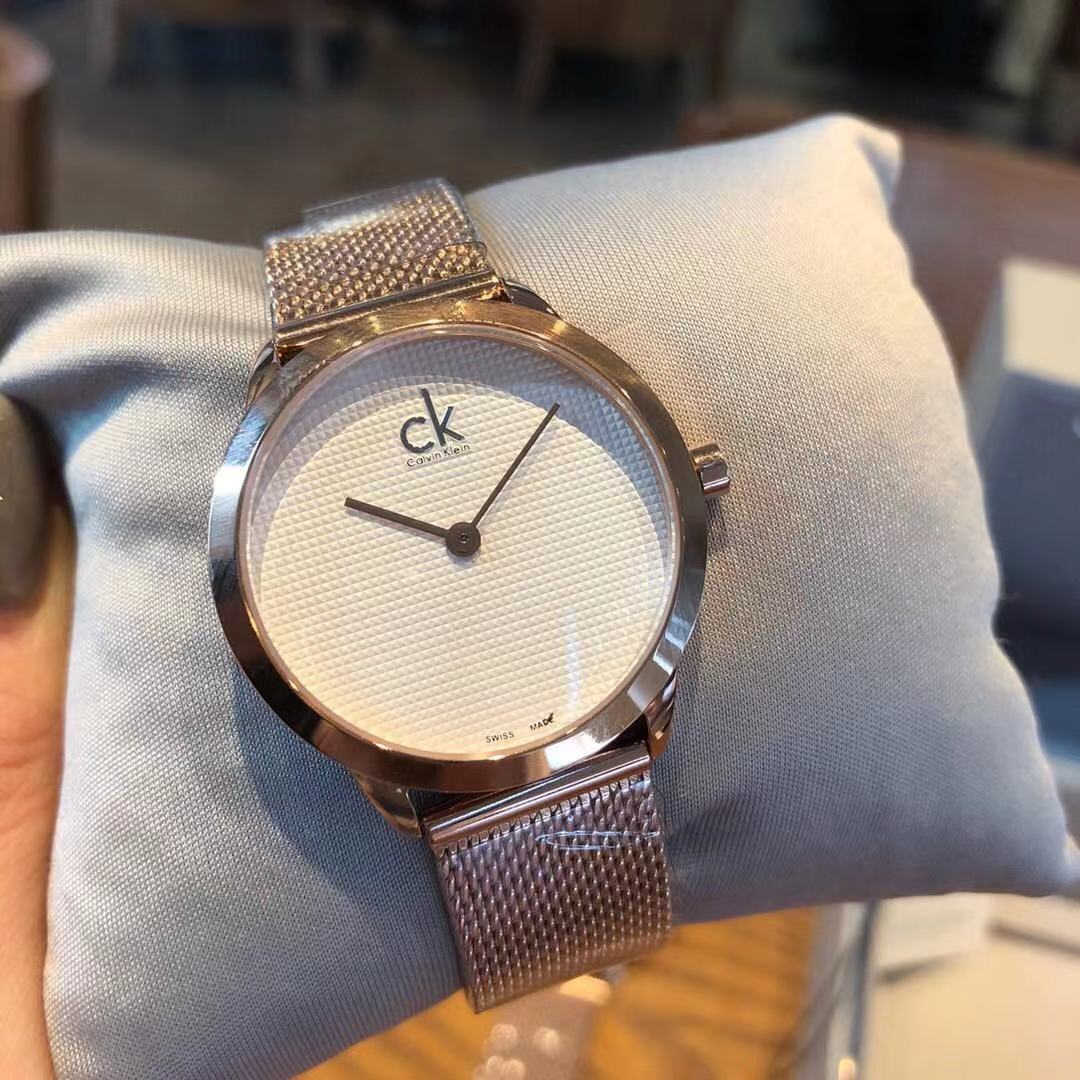Calvin Klein Minimal White Dial Rose Gold Mesh Bracelet Watch for Men – K3M21626