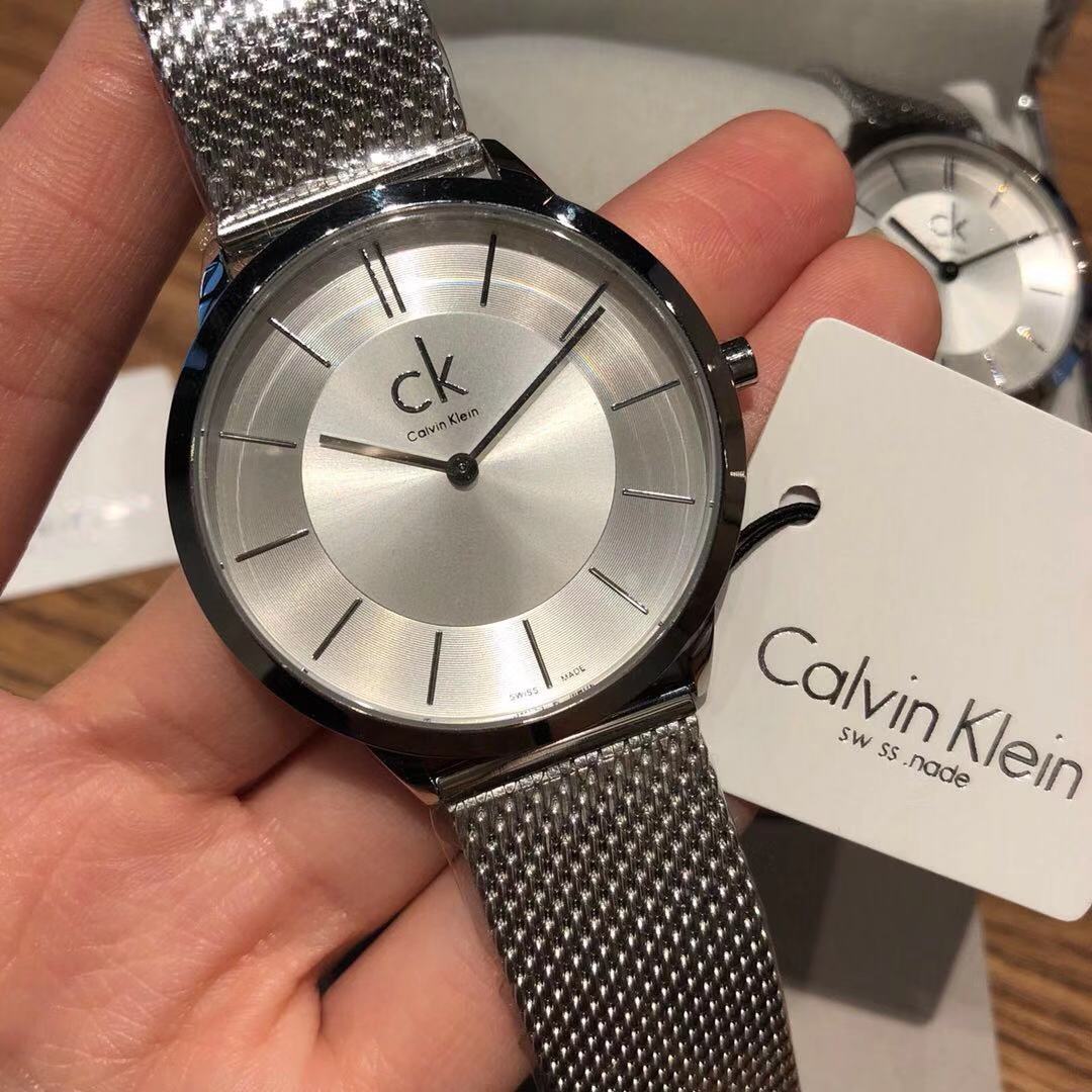 Calvin Klein Minimal Silver Dial Silver Mesh Bracelet Watch for Men – K3M21126