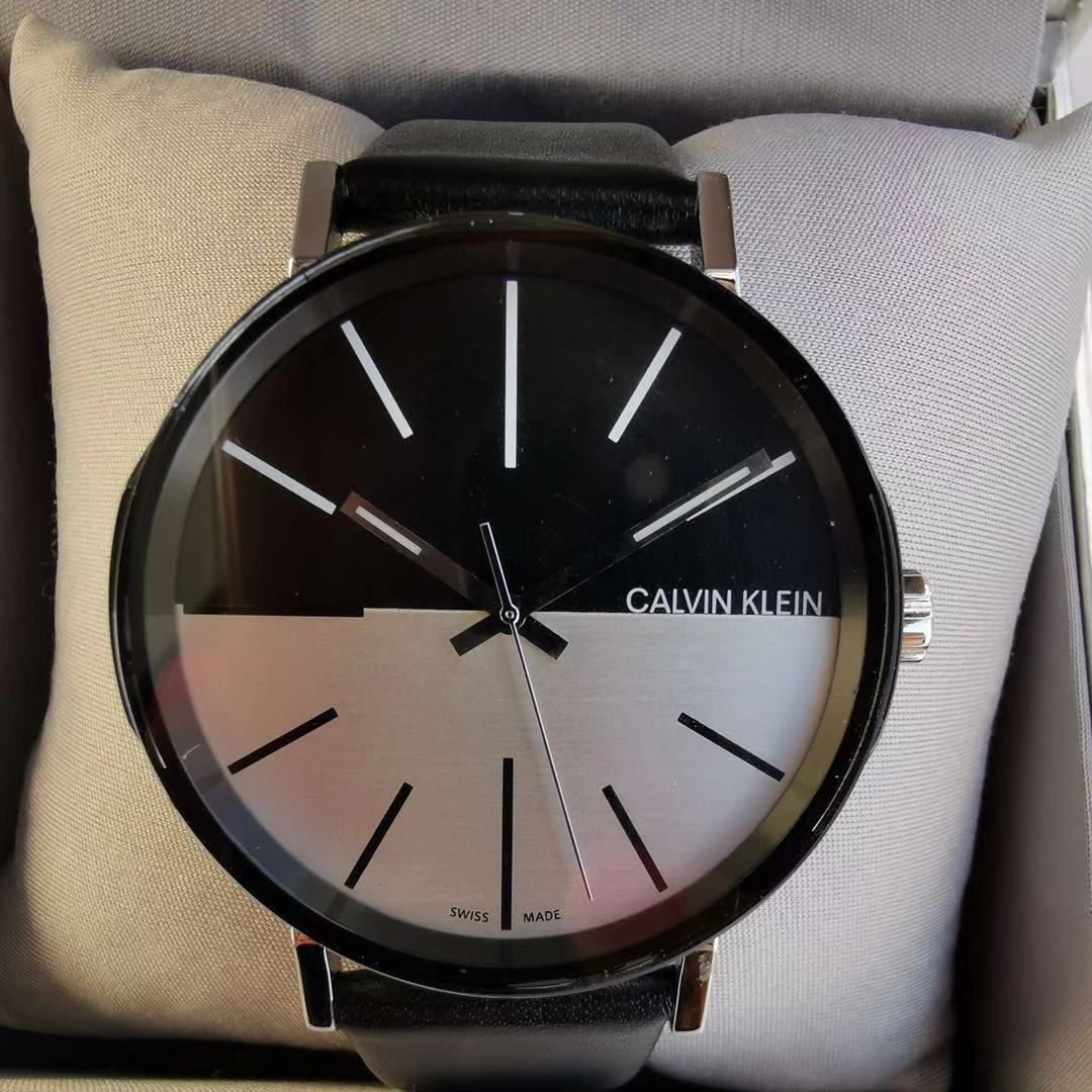 Calvin Klein Boost White Black Dial Black Leather Strap Watch for Men – K7Y21CCX