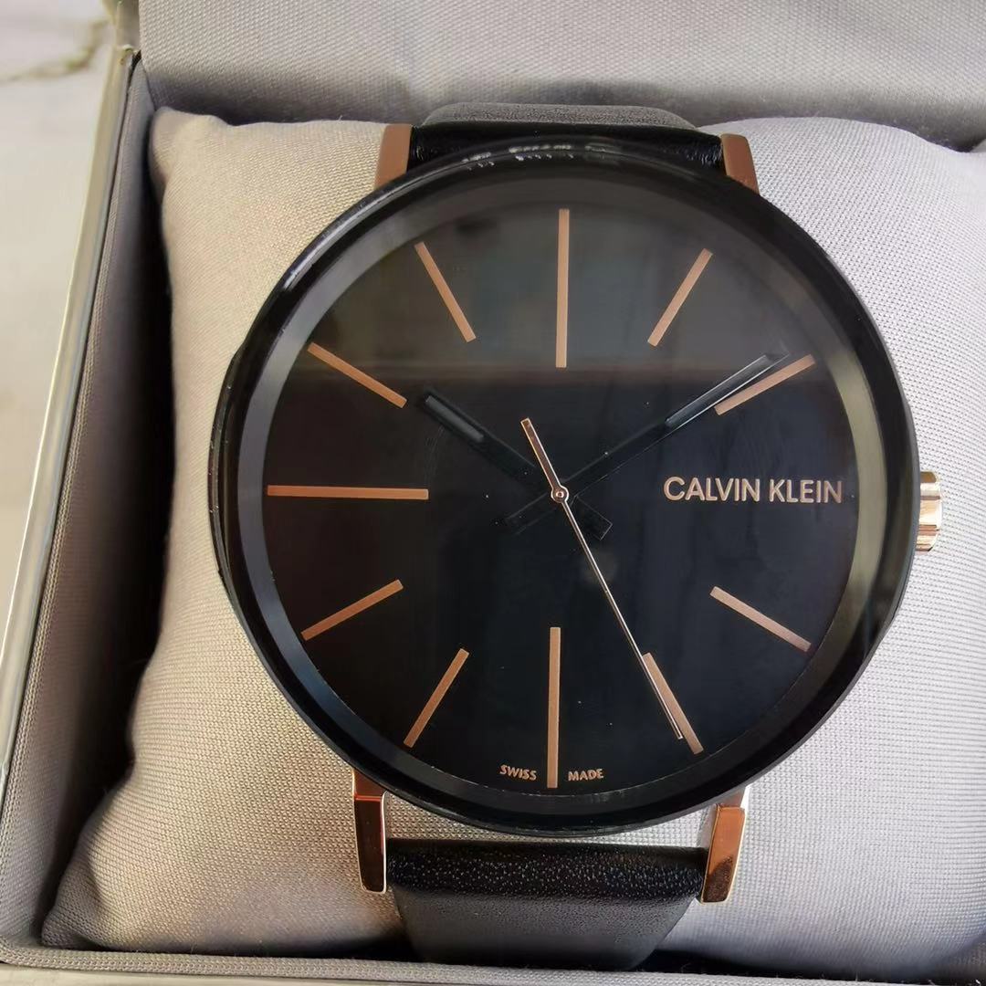 Calvin Klein Boost Black Dial Black Leather Strap Watch for Men – K7Y21TCZ