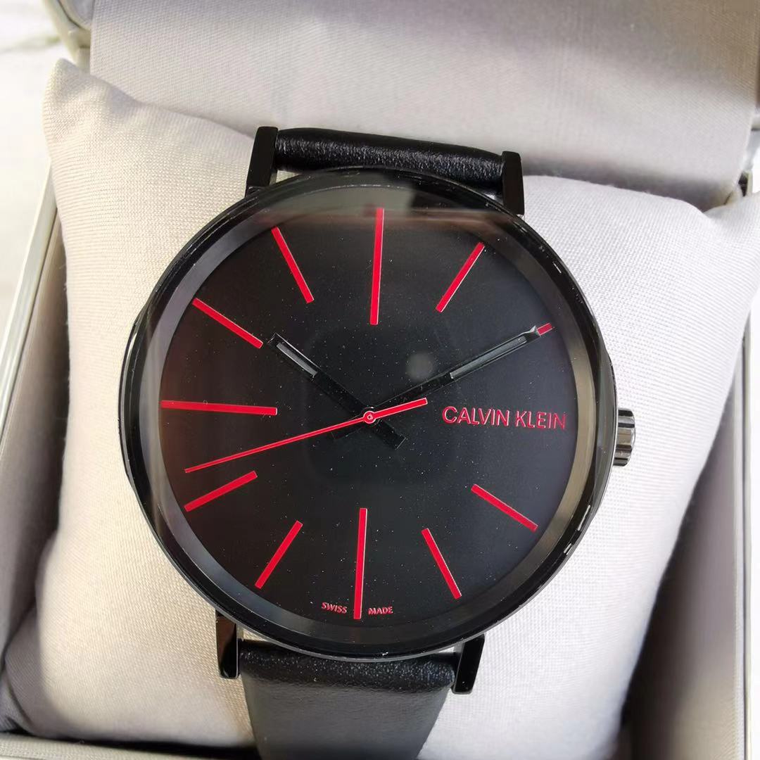 Calvin Klein Boost Black Dial Black Leather Strap Watch for Men