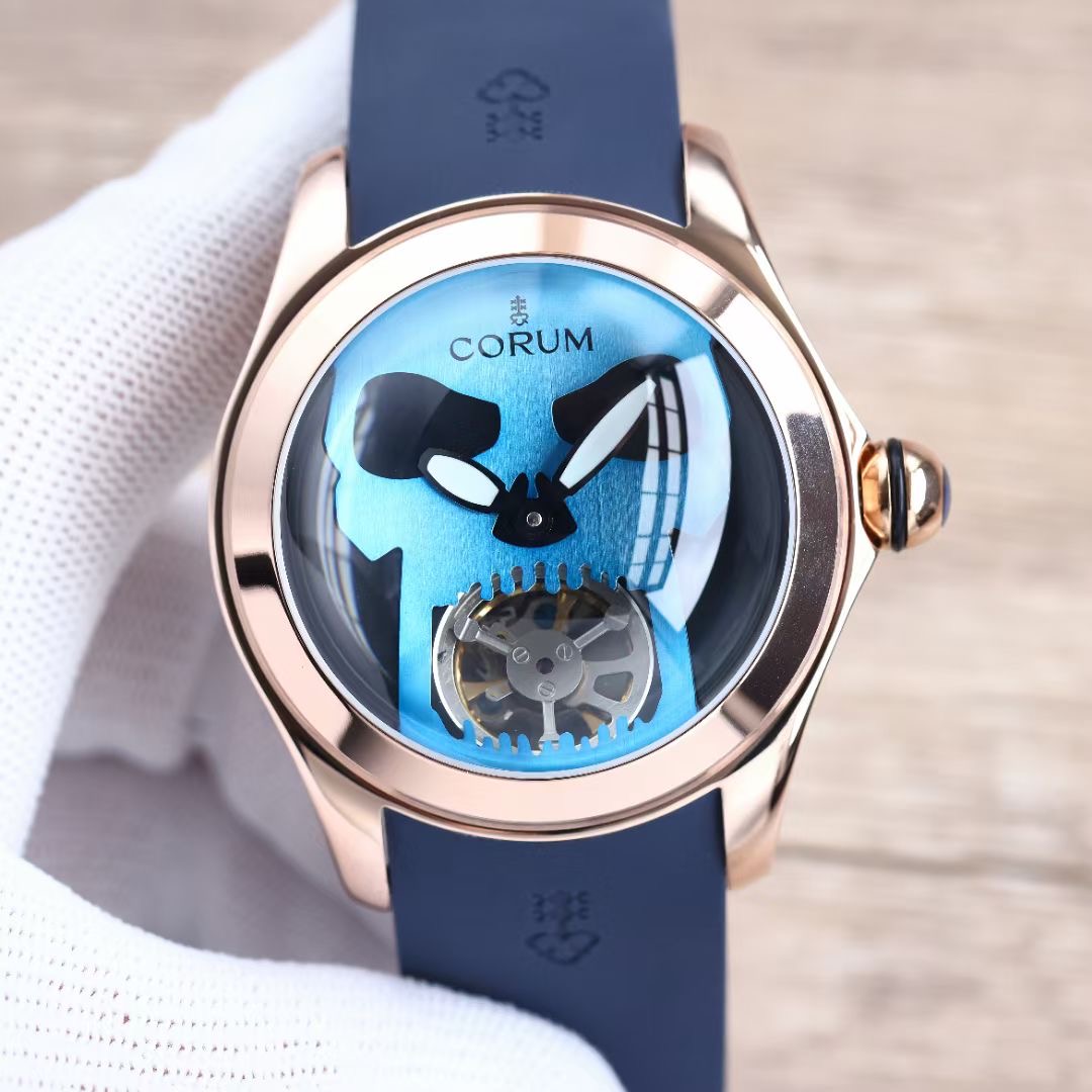 Death to Gravity with the Corum Bubble 47 Flying Tourbillon Skull blue dial