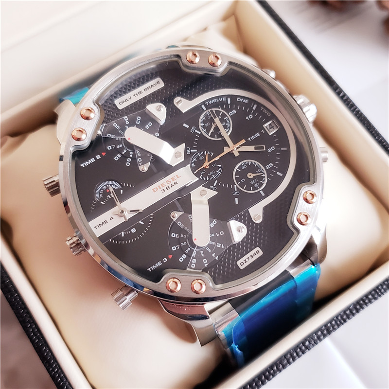 Diesel DZ7349 Mr Daddy 2.0 Silver Stainless Black Leather 57mm Men’s Watch