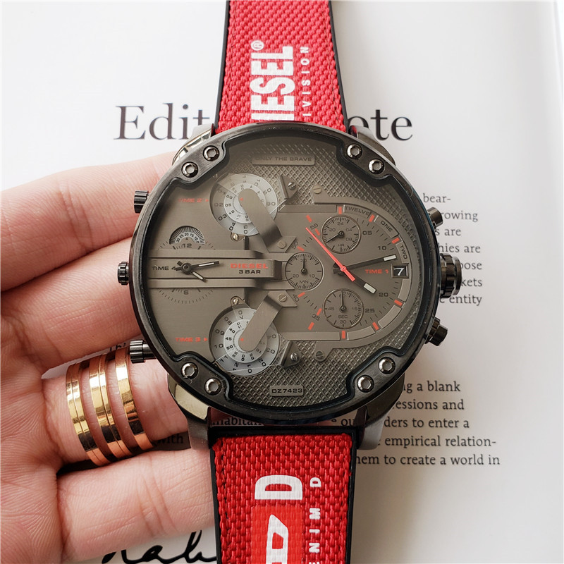 Diesel DZ7423 Mr Big Daddy 2.0 Men’s 57mm Gun Metal Grey Watch & Red Nylon Strap