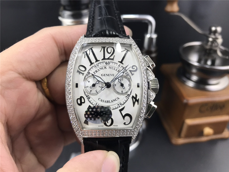 Franck Muller Curvex Chronograph 8880 CC AT D 18k White Gold Diamond Men’s Watch
