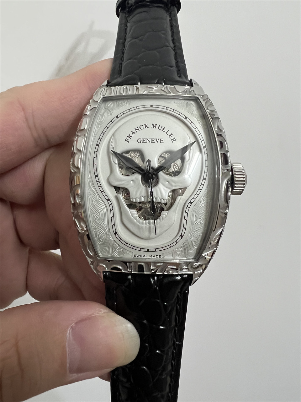 Franck Muller Skull Engraved White Dial Men’s Watch