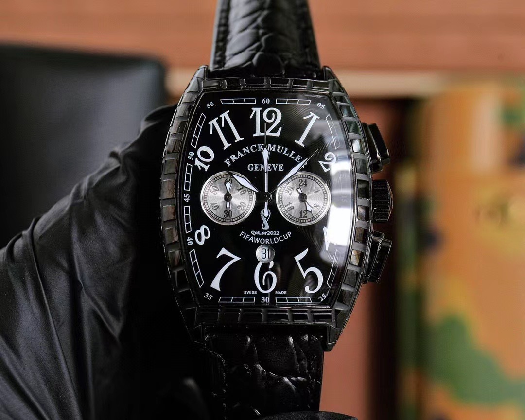 Franck Muller Conquistador Chronograph Auto Steel Mens Strap Watch 8002 CC BLACK