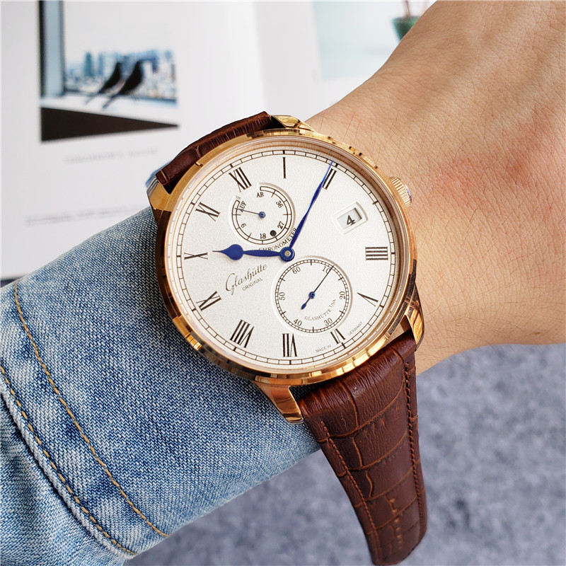 Glashutte Original Senator Chronometer -white face brown strap