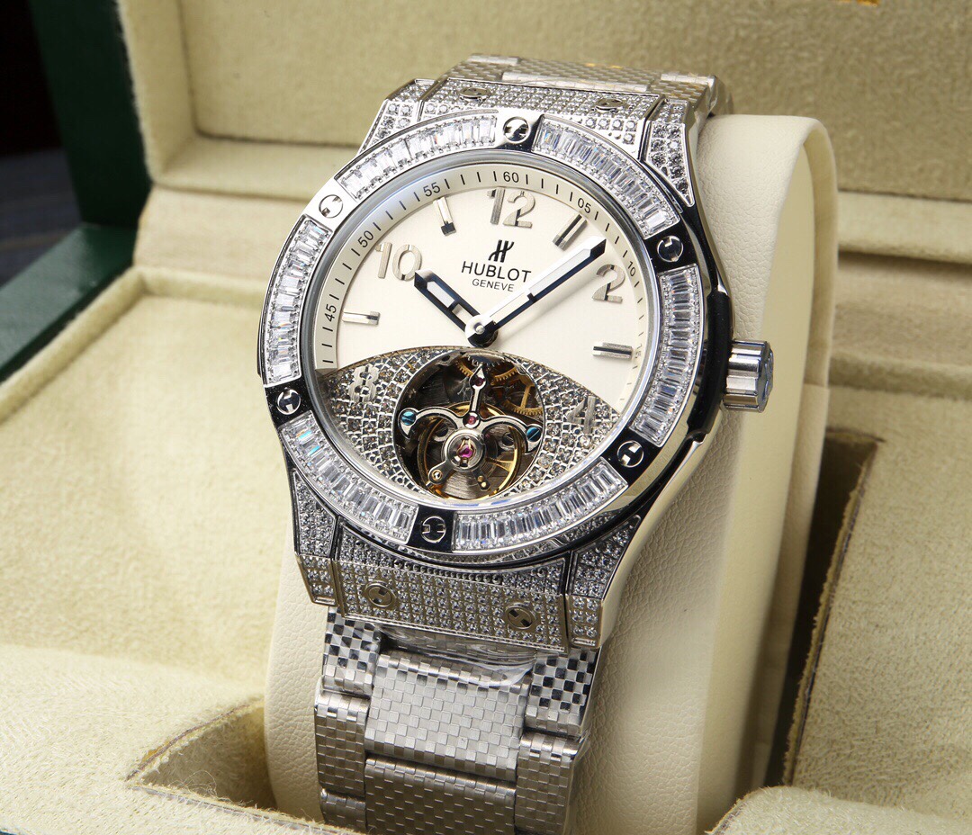 Hublot Automatic AU9900 Diamond Skeleton  silver white