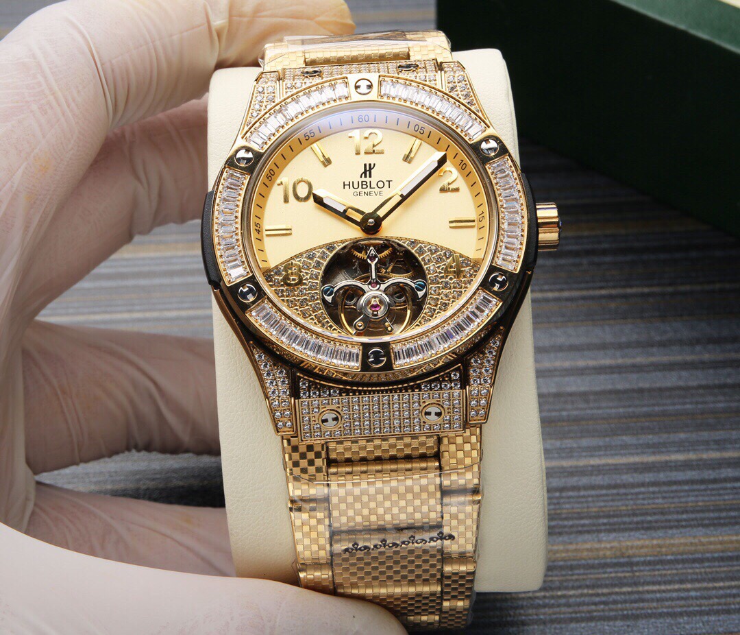 Hublot Automatic AU9900 Diamond Skeleton Yellow Gold