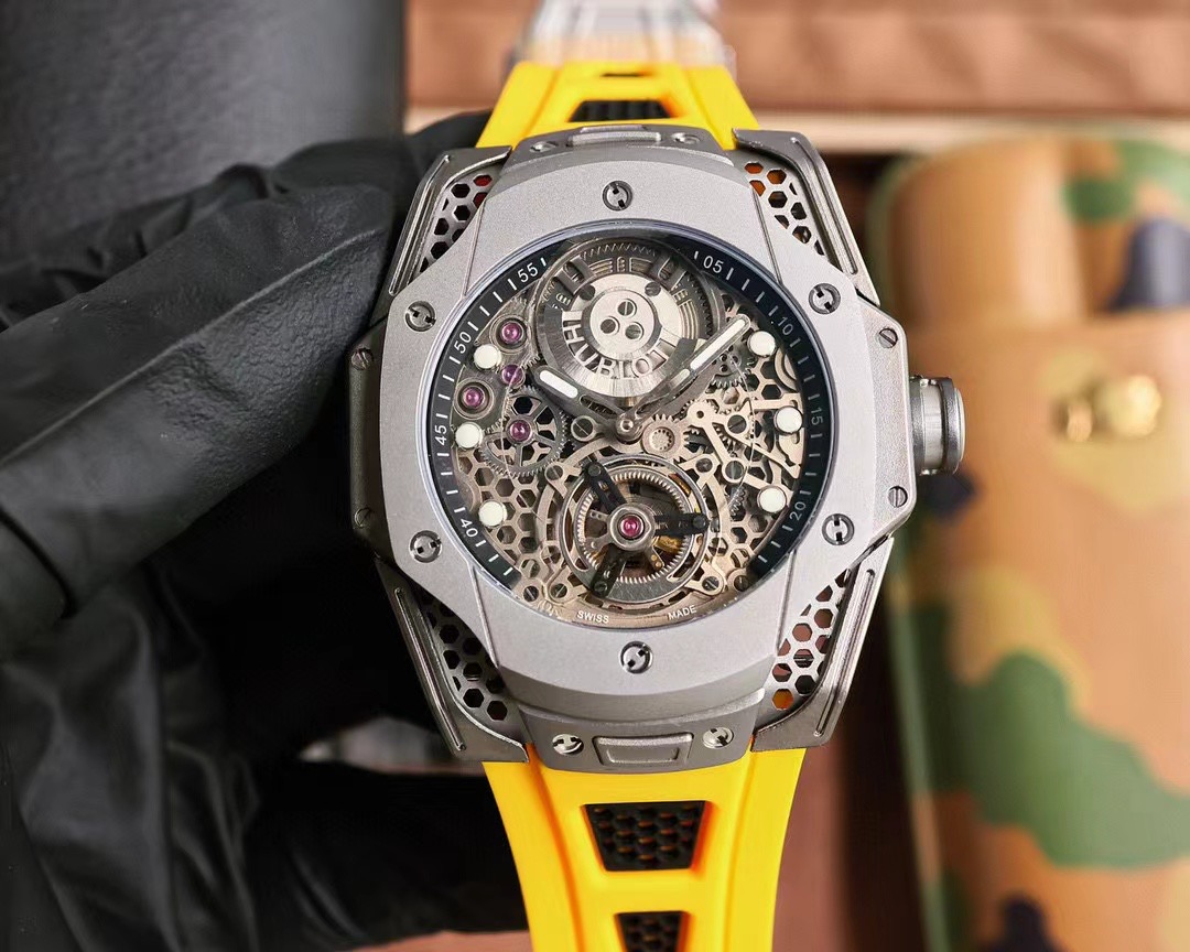 Hublot Limited Edition Big Bang Tourbillon Samuel Ross Automatic Men’s Watch yellow strap