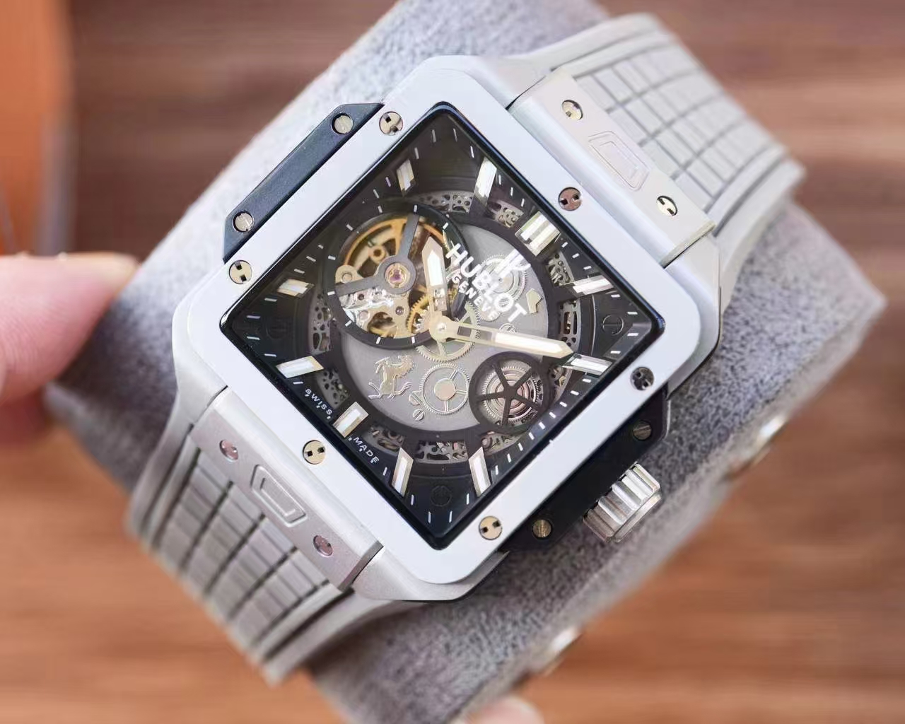Hublot Square Bang Unico Titanium   white