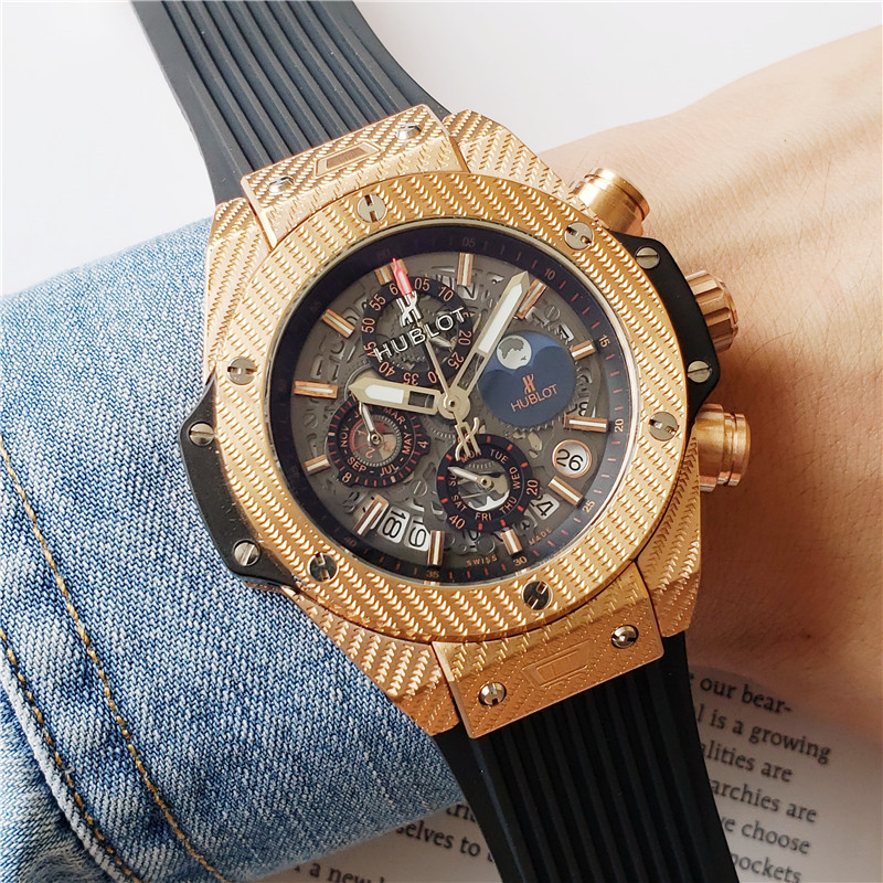 Hublot Big Bang Chronograph in Engraved Rose Gold Case with Black Rubber Strap”