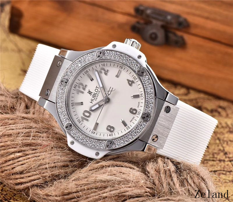 Hublot Big Bang Quartz 38mm White Ceramic & Diamond Bezel Watch