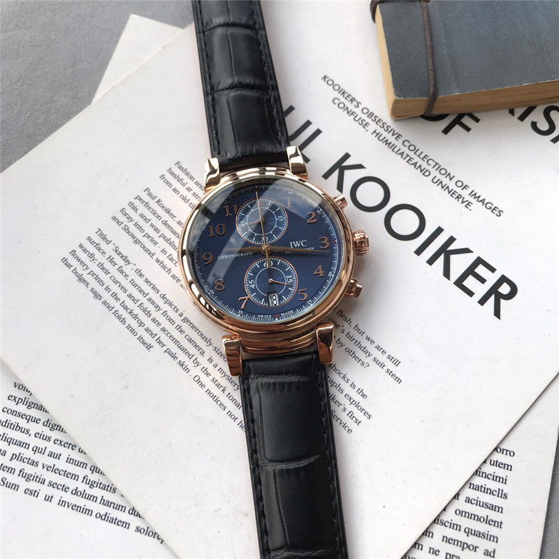 IWC IW391035 Portofino Blue Dial 42mm Rose Gold Watch, Complete Set