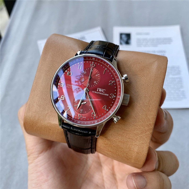 IWC Portugieser Chronograph Watch, 41mm Red Dial, IW371616