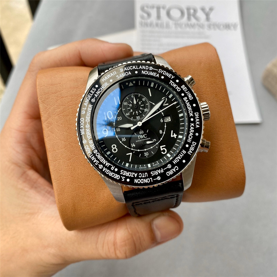 IWC Men’s 46mm Timezoner Chrono Black Dial 2023 Pilot – IW395001