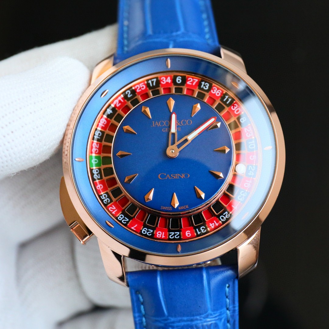 Jacob & Co. ‘The Casino Tourbillon’ CA100.40.AA.AA.ABALA Rose Gold blue  dial traps