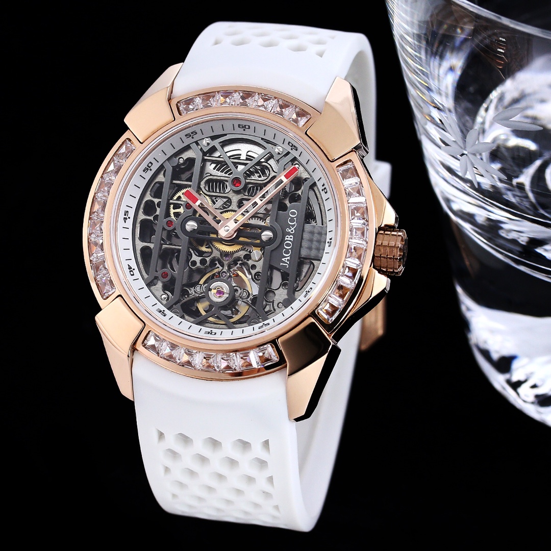 Jacob & Co. Epic X Rose Gold Baguette White Neoralithe Inner Ring EX100.43.LD.OW.A