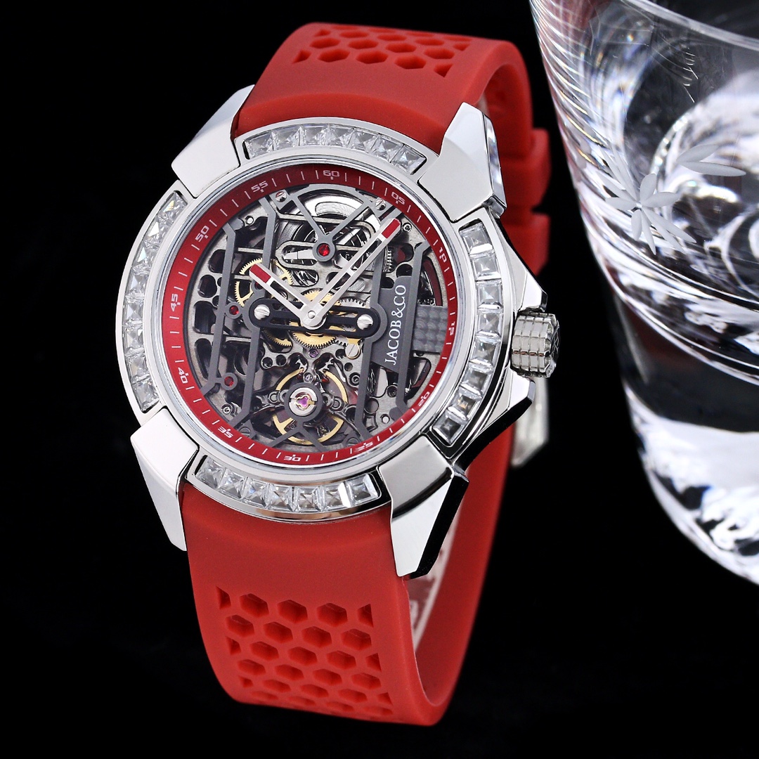 Jacob & Co. Epic X Rose Gold Baguette 44 mm red wire with silver white border