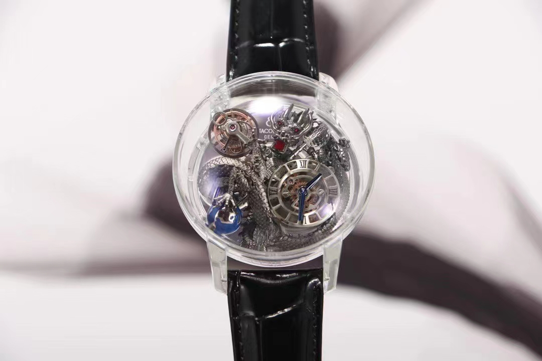 Jacob & Co. Grand Complications AT802.30.DR.UA.A, 18K White Gold, Skeleton Pave Dial, 50 mm  black wire
