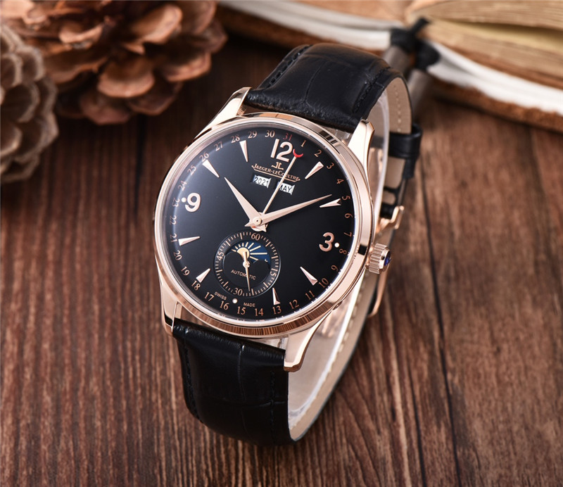 Jaeger-LeCoultre Master Calendar Moon Calendar 18K Rose Gold Mens 37mm Watch B&Ps