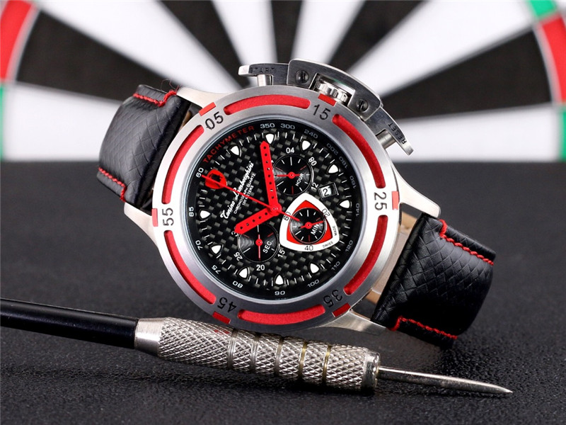 Lamborghini Herrenuhr Chronograph Wheels Quartz  red only border