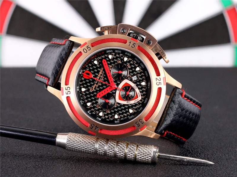 Lamborghini Herrenuhr Chronograph Wheels Quartz red rose gold border