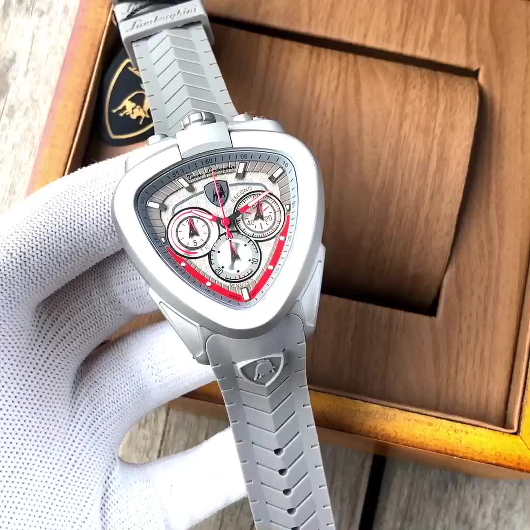 Lamborghini Spyder Black Dial Men’s Chronograph Watch 12H gray strap