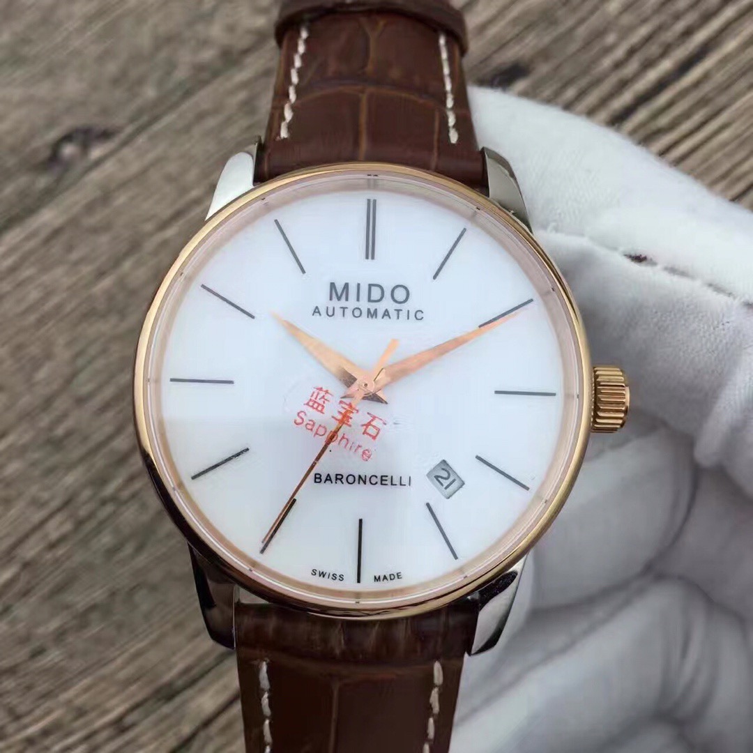 Mido Baroncelli II Automatic Black Dial Men’s Watch  BROWN STRAP