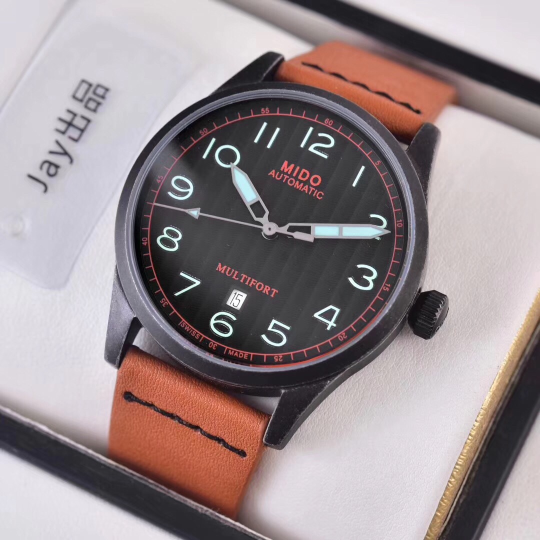 Mido Multifort Automatic Black Dial Men’s Watch BROWN STRAP