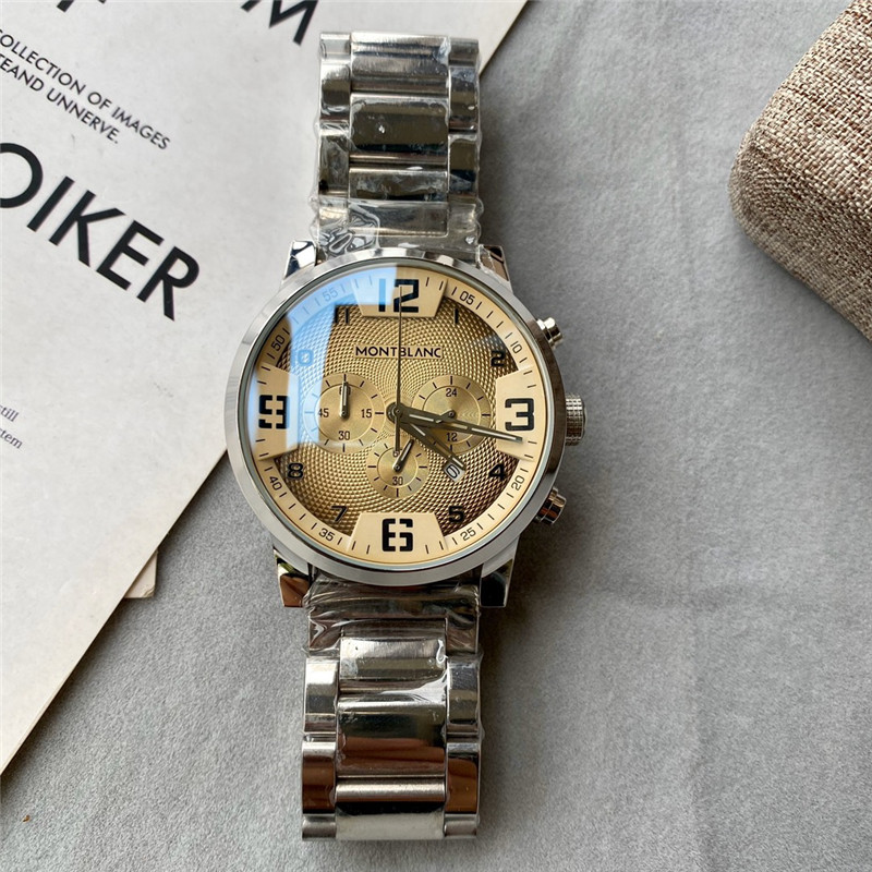 Mont Blanc 7069 Timewalker Stainless Steel Chronograph dial gold