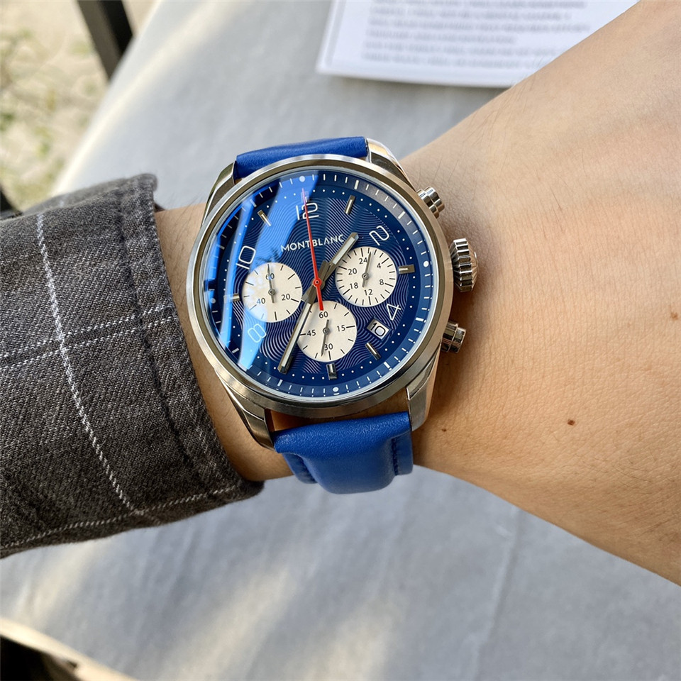 Montblanc Heritage Automatic Chronograph – Luxury Wrist blue dial blue strap