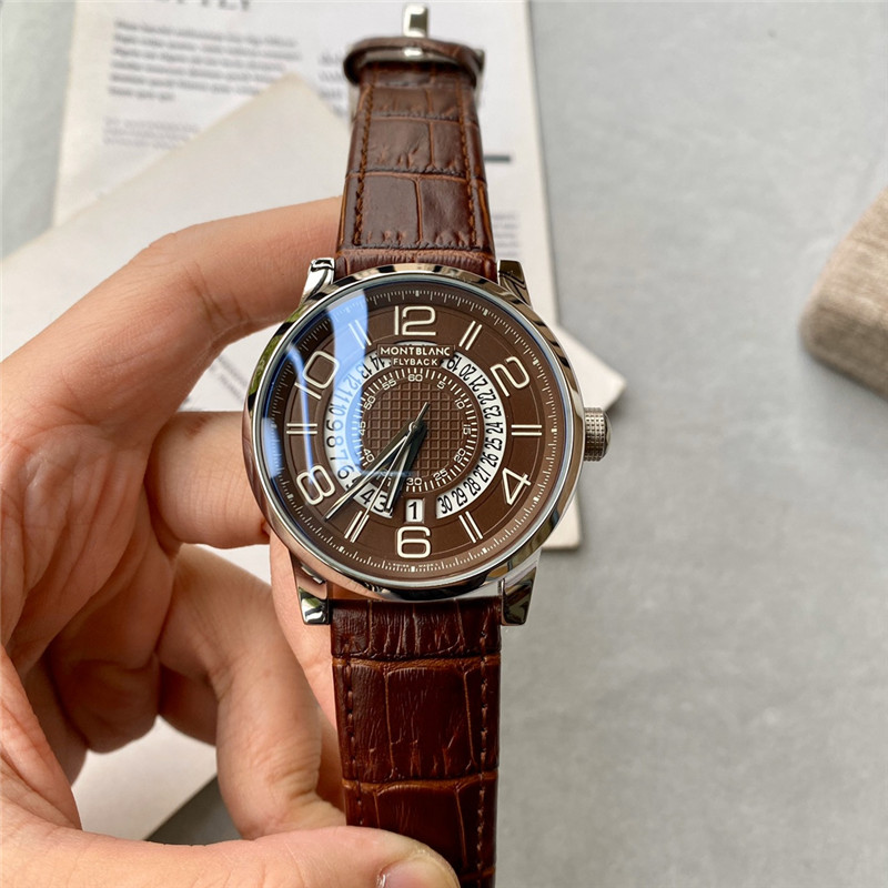 Montblanc Timewalker TWIN FLY TMW Titanium Flyback 107338  brown dial brown leather strap