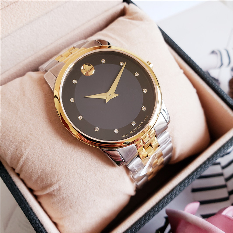 Movado Watch with 40MM Black Round Dial and Stainless Steel Bracelet. 0607202