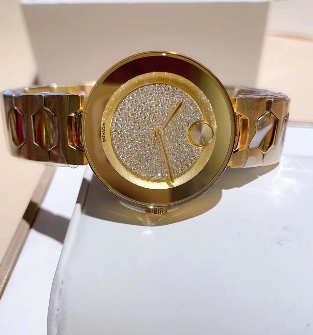 Movado BOLD Crystal Pavé Gold Tone Watch 3600492