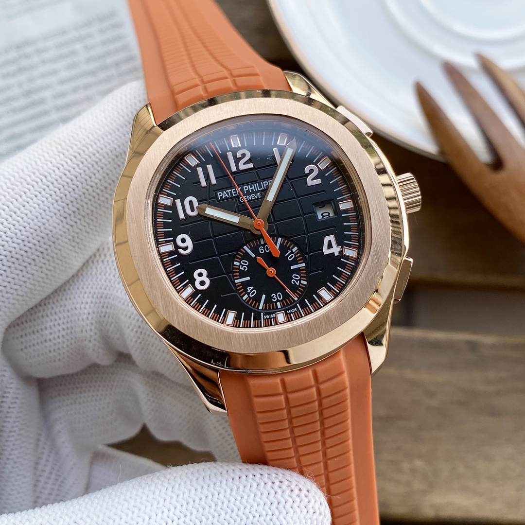 Patek Philippe Aquanaut 5968A Chronograph Black Dial – Orange and Black Straps