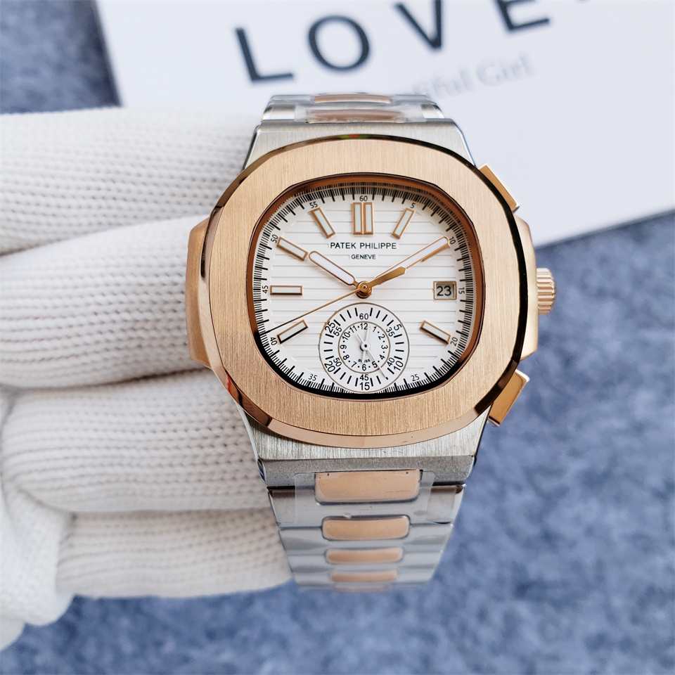 Patek Philippe Nautilus Chronograph Date white dial