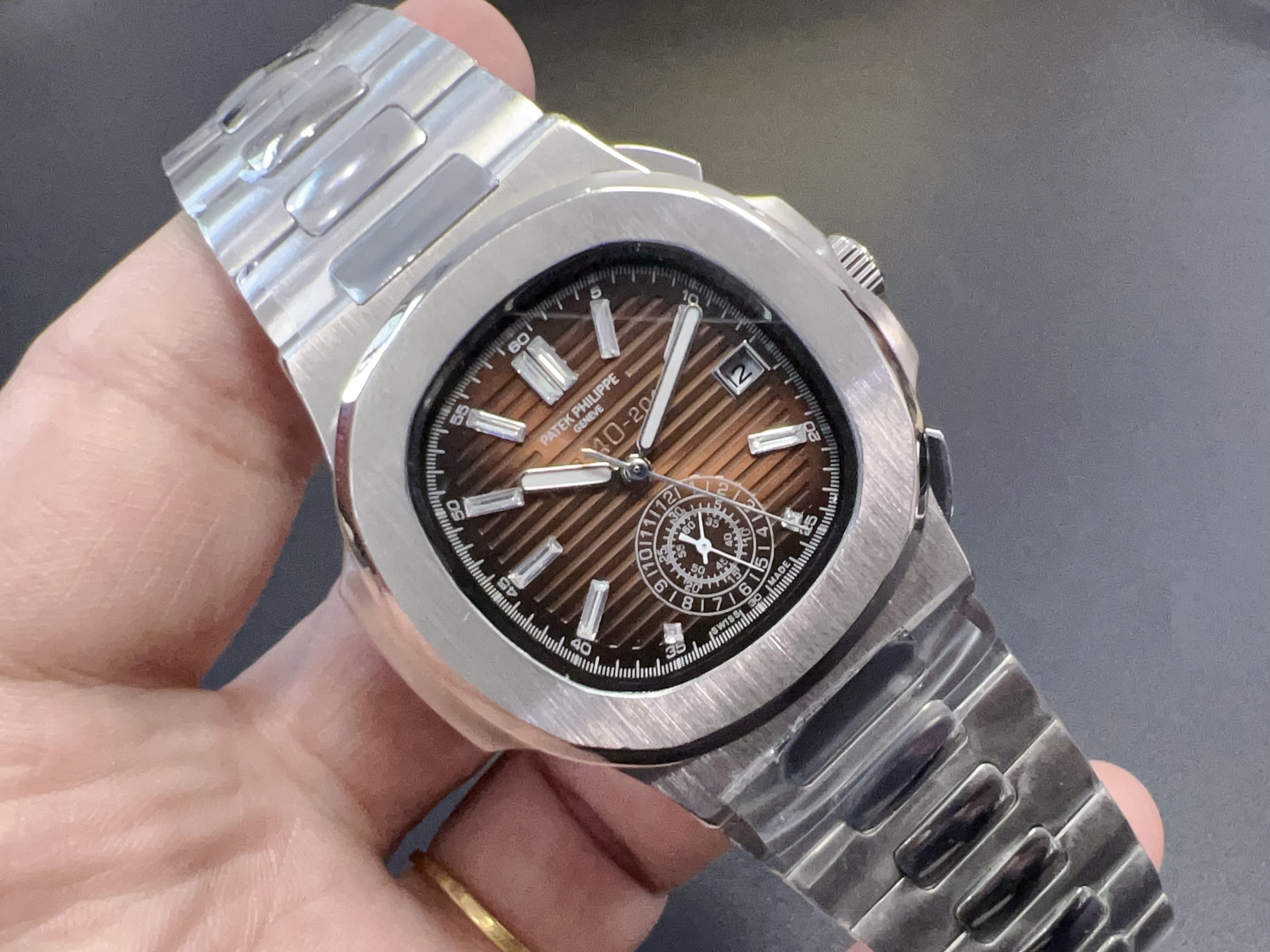 Patek Philippe Nautilus 5980/1A-001 in Stainless Steel  brown  dial